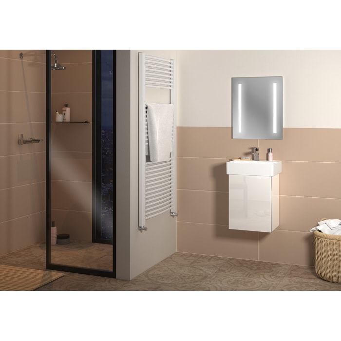 Sanipa 3way Waschtischunterbau für Keramik-Waschtisch Dura Square 45 cm, 1 Tür, Anschlag links, mit Griffleiste