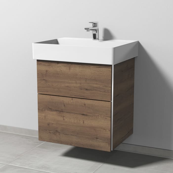 Sanipa 3way Waschtischunterbau für Keramik-Waschtisch Dura Square 60 cm, 2 Auszüge mit Griffleisten