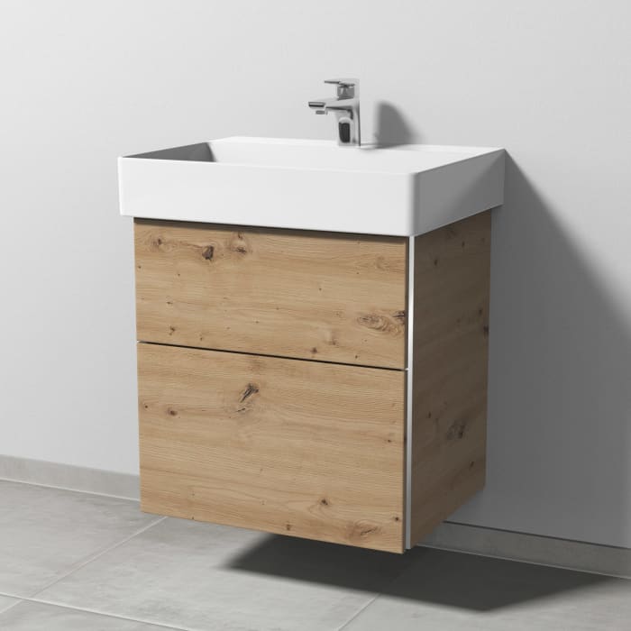 Sanipa 3way Waschtischunterbau für Keramik-Waschtisch Dura Square 60 cm, 2 Auszüge mit Griffleisten