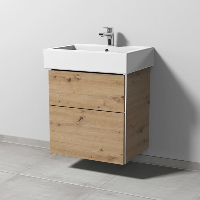 Sanipa 3way Waschtischunterbau für Keramik-Waschtisch Vero 60 cm, 2 Auszüge mit Griffleisten