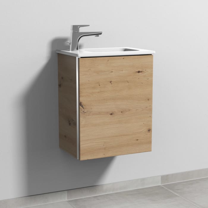 Sanipa 3way Waschtischunterbau für Keramik-Waschtisch ME by Starck 43 cm, 1 Tür, Anschlag rechts, mit Griffleiste