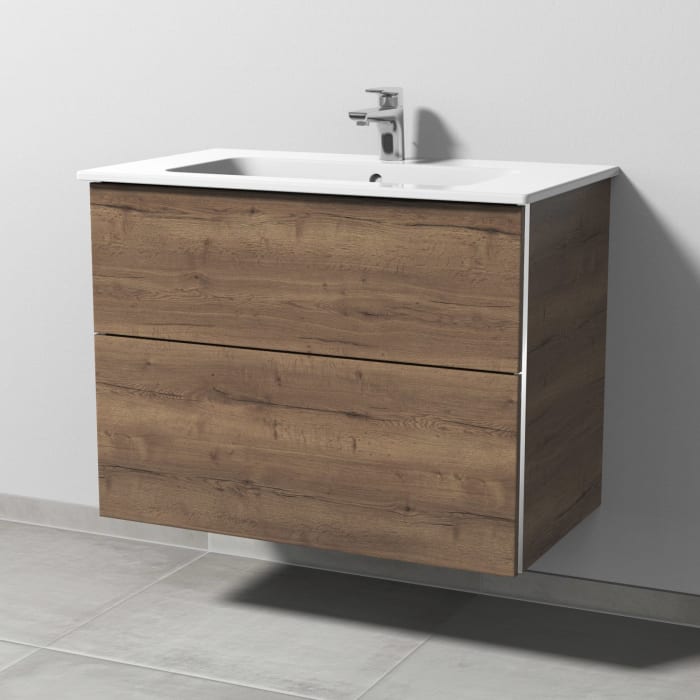 Sanipa 3way Waschtischunterbau für Keramik-Waschtisch ME by Starck 83 cm, 2 Auszüge mit Griffleisten