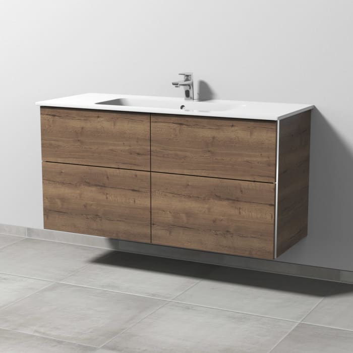 Sanipa 3way Waschtischunterbau für Keramik-Waschtisch ME by Starck 123 cm, 4 Auszüge mit Griffleisten