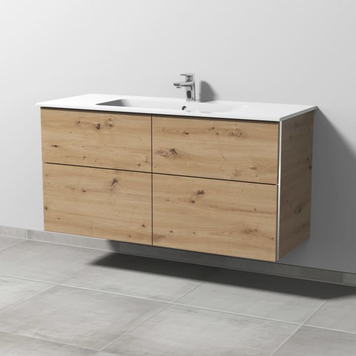 Sanipa 3way Waschtischunterbau für Keramik-Waschtisch ME by Starck 123 cm, 4 Auszüge mit Griffleisten