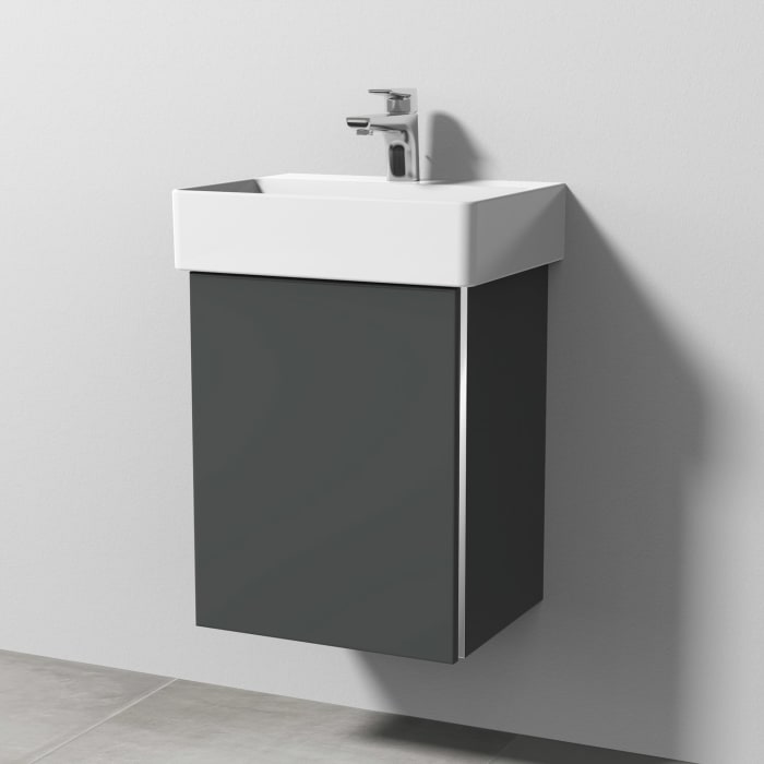 Sanipa 3way Waschtischunterbau für Keramik-Waschtisch Dura Square 45 cm, 1 Tür, Anschlag links, mit Griffleiste