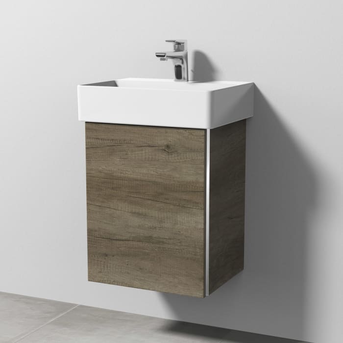 Sanipa 3way Waschtischunterbau für Keramik-Waschtisch Dura Square 45 cm, 1 Tür, Anschlag links, mit Griffleiste