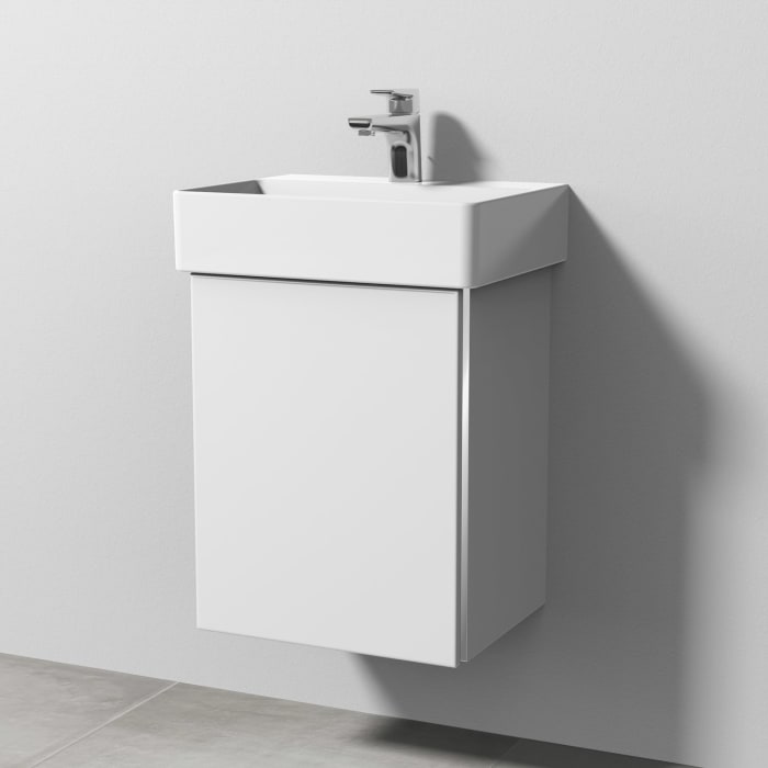 Sanipa 3way Waschtischunterbau für Keramik-Waschtisch Dura Square 45 cm, 1 Tür, Anschlag links, mit Griffleiste