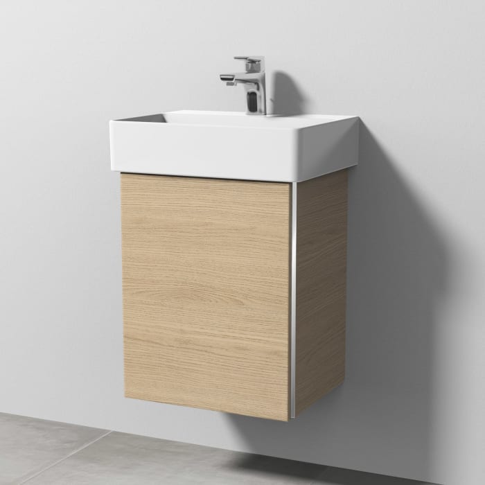 Sanipa 3way Waschtischunterbau für Keramik-Waschtisch Dura Square 45 cm, 1 Tür, Anschlag links, mit Griffleiste