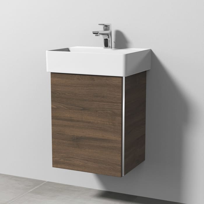 Sanipa 3way Waschtischunterbau für Keramik-Waschtisch Dura Square 45 cm, 1 Tür, Anschlag links, mit Griffleiste