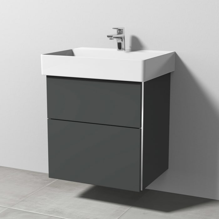 Sanipa 3way Waschtischunterbau für Keramik-Waschtisch Dura Square 60 cm, 2 Auszüge mit Griffleisten