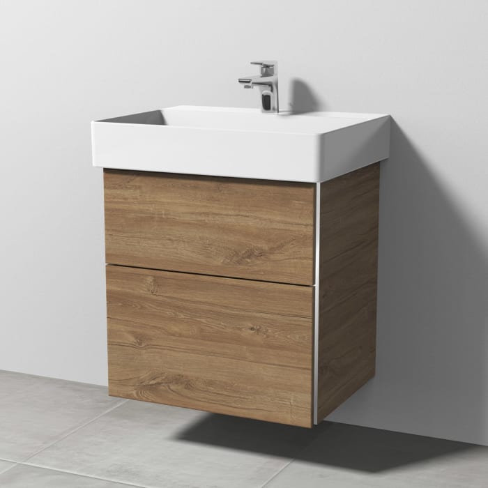 Sanipa 3way Waschtischunterbau für Keramik-Waschtisch Dura Square 60 cm, 2 Auszüge mit Griffleisten