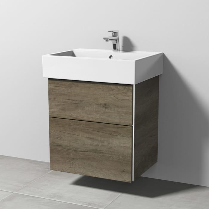 Sanipa 3way Waschtischunterbau für Keramik-Waschtisch Vero Air 60 cm, 2 Auszüge mit Griffleisten