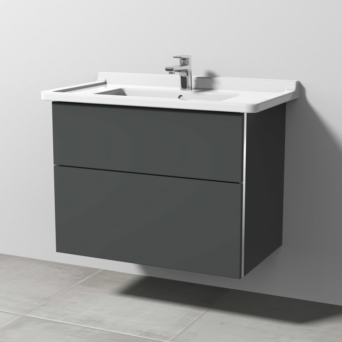 Sanipa 3way Waschtischunterbau für Keramik-Waschtisch Starck 3 85 cm, 2 Auszüge mit Griffleisten