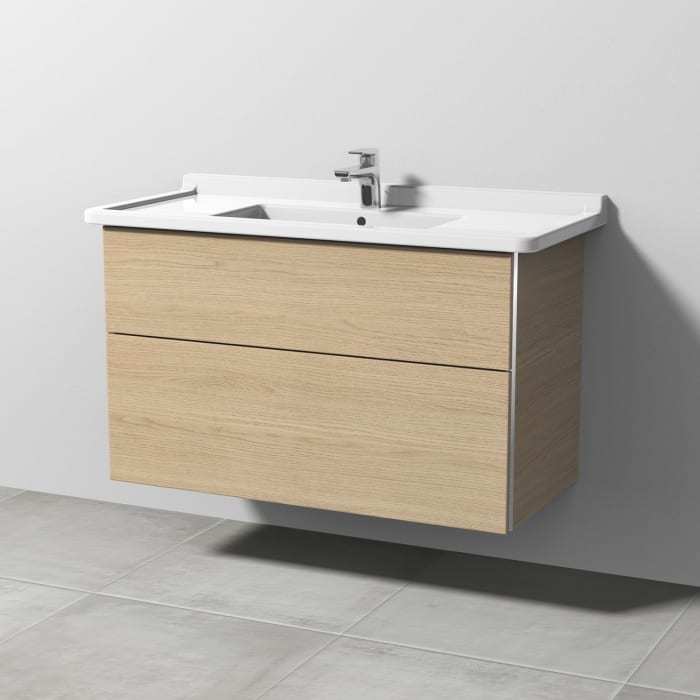 Sanipa 3way Waschtischunterbau für Keramik-Waschtisch Starck 3 105 cm, 2 Auszüge mit Griffleisten