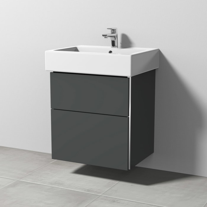 Sanipa 3way Waschtischunterbau für Keramik-Waschtisch Vero 60 cm, 2 Auszüge mit Griffleisten