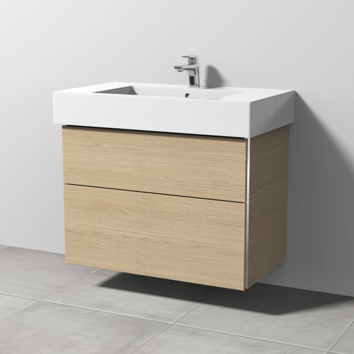 Sanipa 3way Waschtischunterbau für Keramik-Waschtisch Vero 85 cm, 2 Auszüge mit Griffleisten