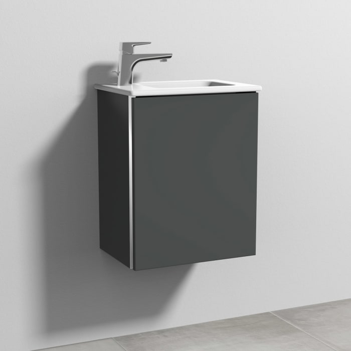 Sanipa 3way Waschtischunterbau für Keramik-Waschtisch ME by Starck 43 cm, 1 Tür, Anschlag rechts, mit Griffleiste