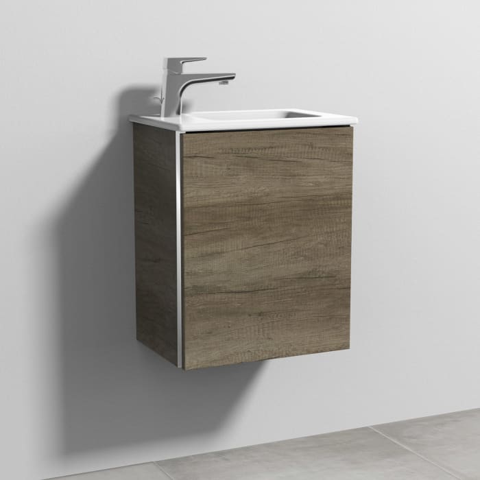 Sanipa 3way Waschtischunterbau für Keramik-Waschtisch ME by Starck 43 cm, 1 Tür, Anschlag rechts, mit Griffleiste