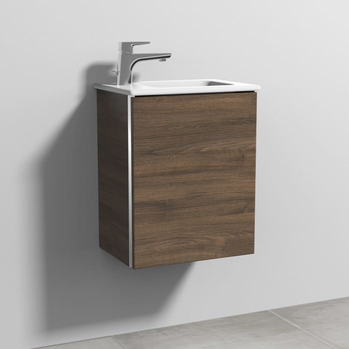 Sanipa 3way Waschtischunterbau für Keramik-Waschtisch ME by Starck 43 cm, 1 Tür, Anschlag rechts, mit Griffleiste