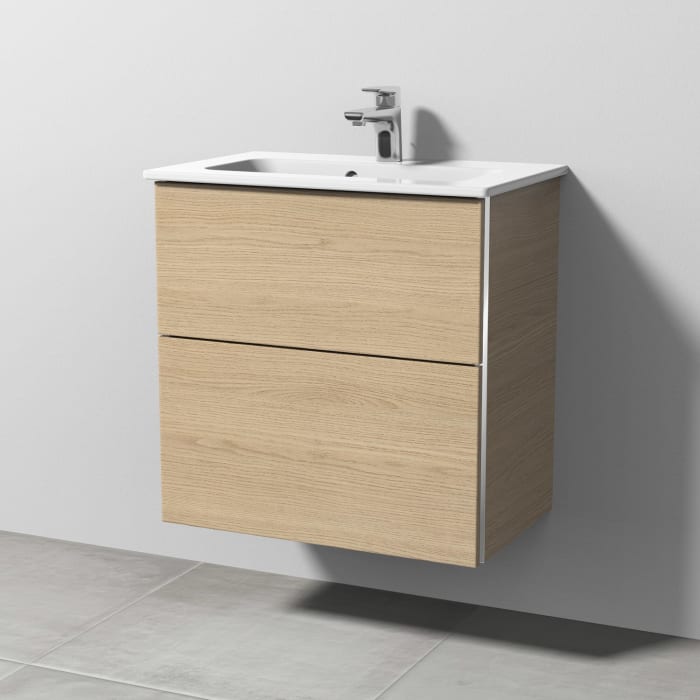 Sanipa 3way Waschtischunterbau für Keramik-Waschtisch ME by Starck 63 cm, 2 Auszüge mit Griffleisten, geringere Tiefe