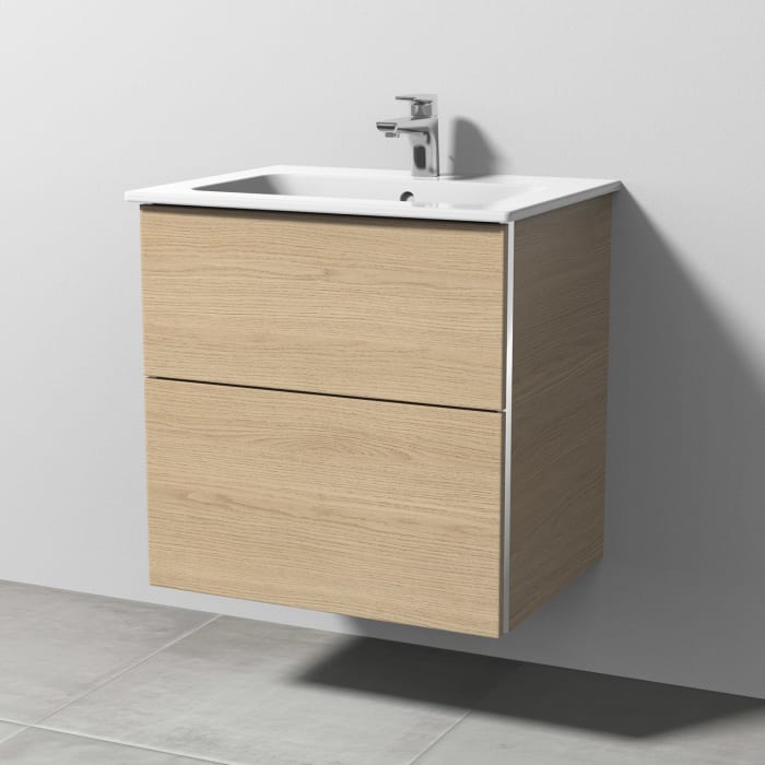 Sanipa 3way Waschtischunterbau für Keramik-Waschtisch ME by Starck 63 cm, 2 Auszüge mit Griffleisten