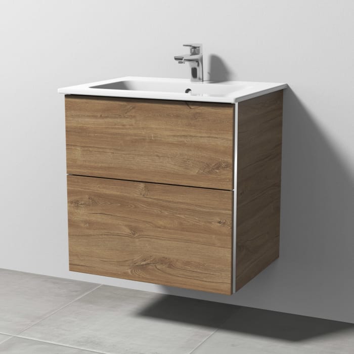 Sanipa 3way Waschtischunterbau für Keramik-Waschtisch ME by Starck 63 cm, 2 Auszüge mit Griffleisten