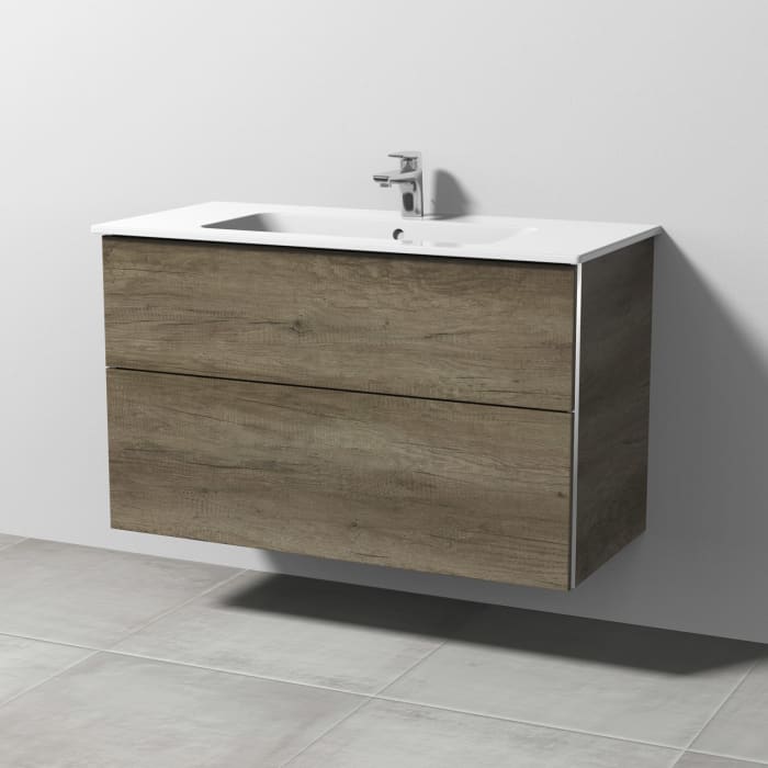 Sanipa 3way Waschtischunterbau für Keramik-Waschtisch ME by Starck 103 cm, 2 Auszüge mit Griffleisten