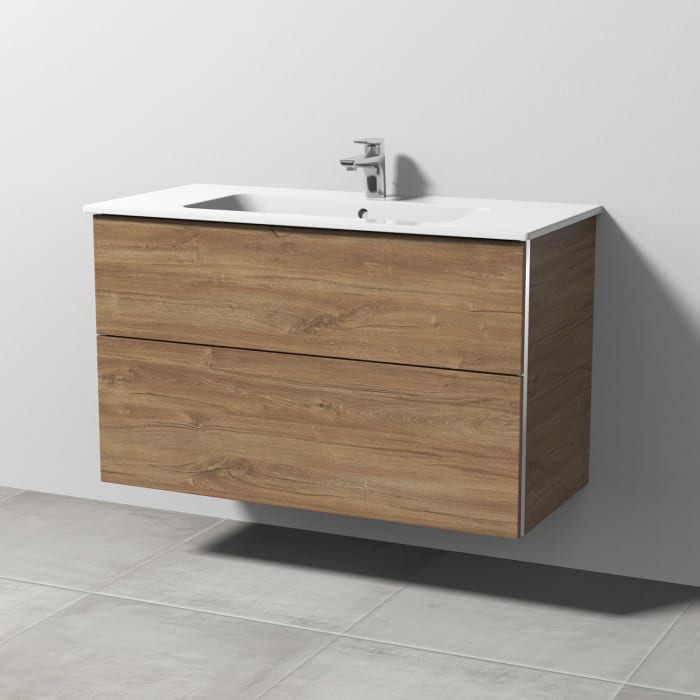 Sanipa 3way Waschtischunterbau für Keramik-Waschtisch ME by Starck 103 cm, 2 Auszüge mit Griffleisten