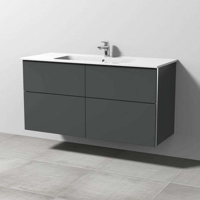 Sanipa 3way Waschtischunterbau für Keramik-Waschtisch ME by Starck 123 cm, 4 Auszüge mit Griffleisten