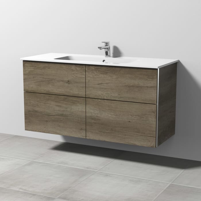 Sanipa 3way Waschtischunterbau für Keramik-Waschtisch ME by Starck 123 cm, 4 Auszüge mit Griffleisten