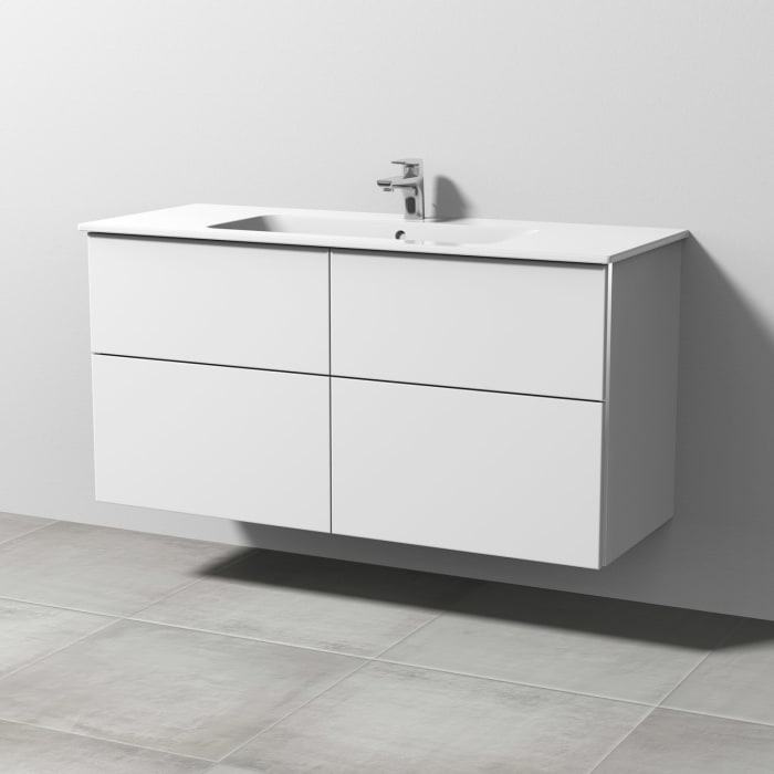 Sanipa 3way Waschtischunterbau für Keramik-Waschtisch ME by Starck 123 cm, 4 Auszüge mit Griffleisten