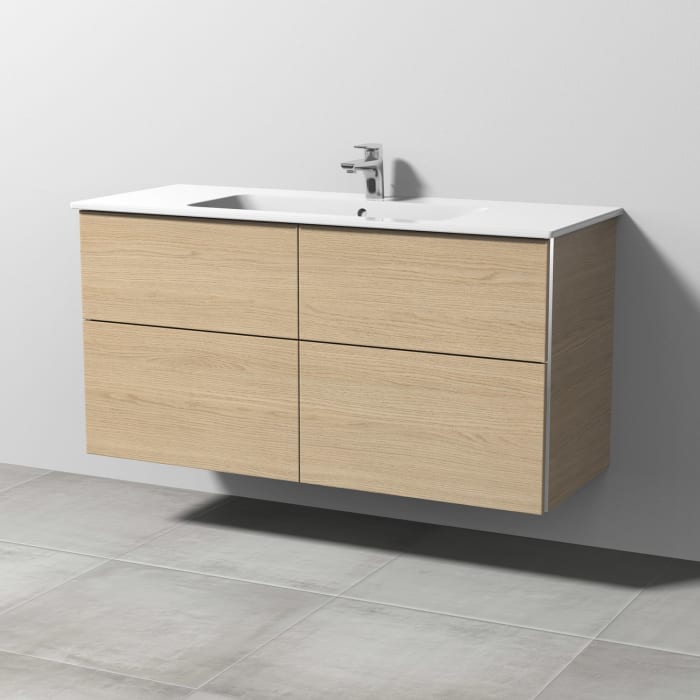 Sanipa 3way Waschtischunterbau für Keramik-Waschtisch ME by Starck 123 cm, 4 Auszüge mit Griffleisten