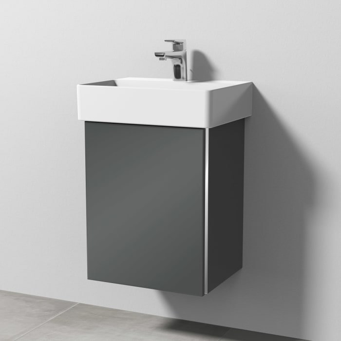 Sanipa 3way Waschtischunterbau für Keramik-Waschtisch Dura Square 45 cm, 1 Tür, Anschlag links, mit Griffleiste