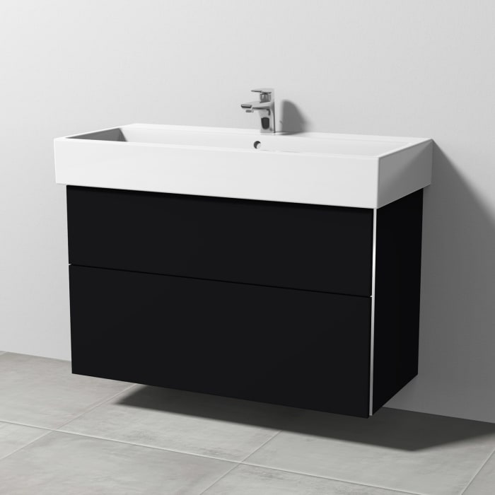 Sanipa 3way Waschtischunterbau für Keramik-Waschtisch Vero Air 100 cm, 2 Auszüge mit Griffleisten