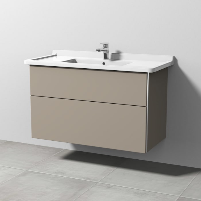 Sanipa 3way Waschtischunterbau für Keramik-Waschtisch Starck 3 105 cm, 2 Auszüge mit Griffleisten
