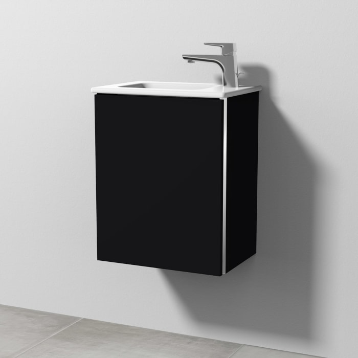 Sanipa 3way Waschtischunterbau für Keramik-Waschtisch ME by Starck 43 cm, 1 Tür, Anschlag links, mit Griffleiste