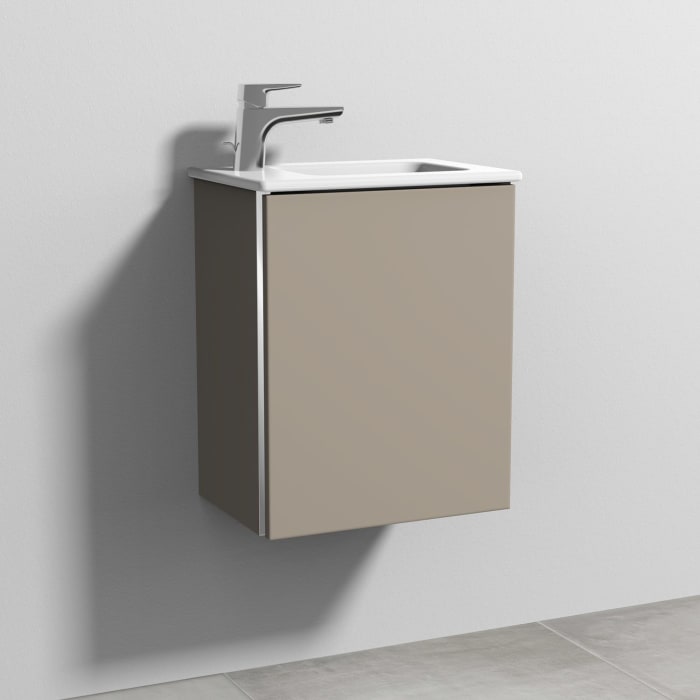 Sanipa 3way Waschtischunterbau für Keramik-Waschtisch ME by Starck 43 cm, 1 Tür, Anschlag rechts, mit Griffleiste