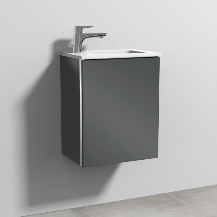 Sanipa 3way Waschtischunterbau für Keramik-Waschtisch ME by Starck 43 cm, 1 Tür, Anschlag rechts, mit Griffleiste