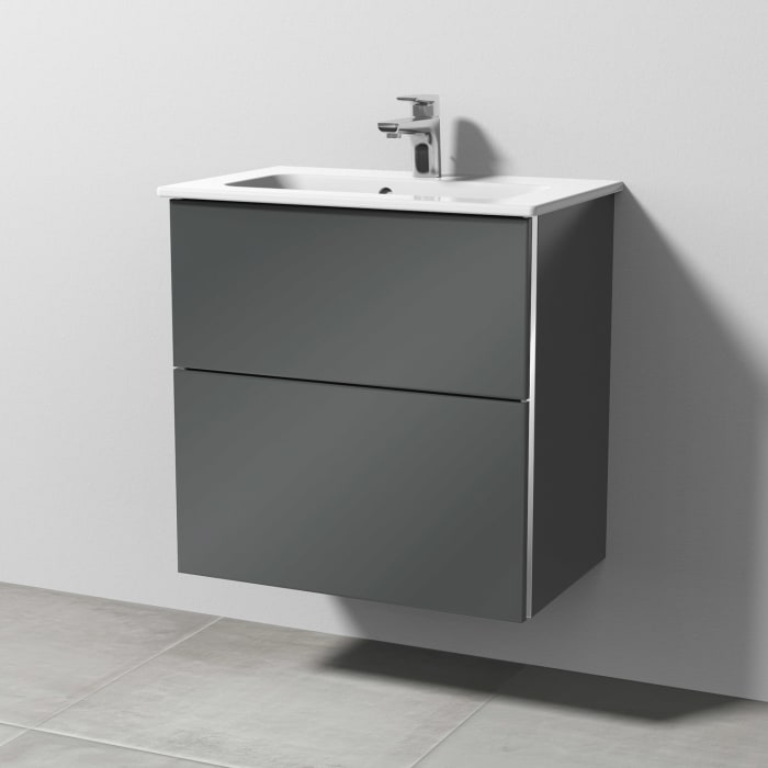 Sanipa 3way Waschtischunterbau für Keramik-Waschtisch ME by Starck 63 cm, 2 Auszüge mit Griffleisten, geringere Tiefe