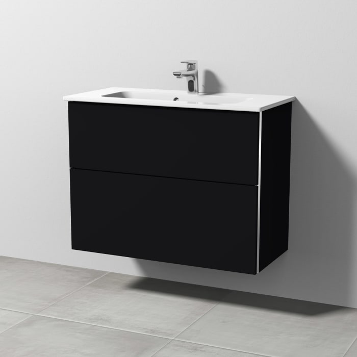 Sanipa 3way Waschtischunterbau für Keramik-Waschtisch ME by Starck 83 cm, 2 Auszüge mit Griffleisten, geringere Tiefe