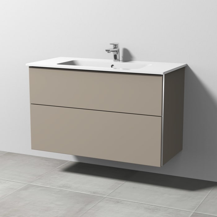 Sanipa 3way Waschtischunterbau für Keramik-Waschtisch ME by Starck 103 cm, 2 Auszüge mit Griffleisten