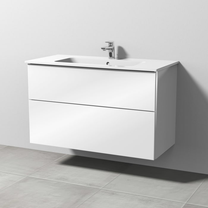 Sanipa 3way Waschtischunterbau für Keramik-Waschtisch ME by Starck 103 cm, 2 Auszüge mit Griffleisten