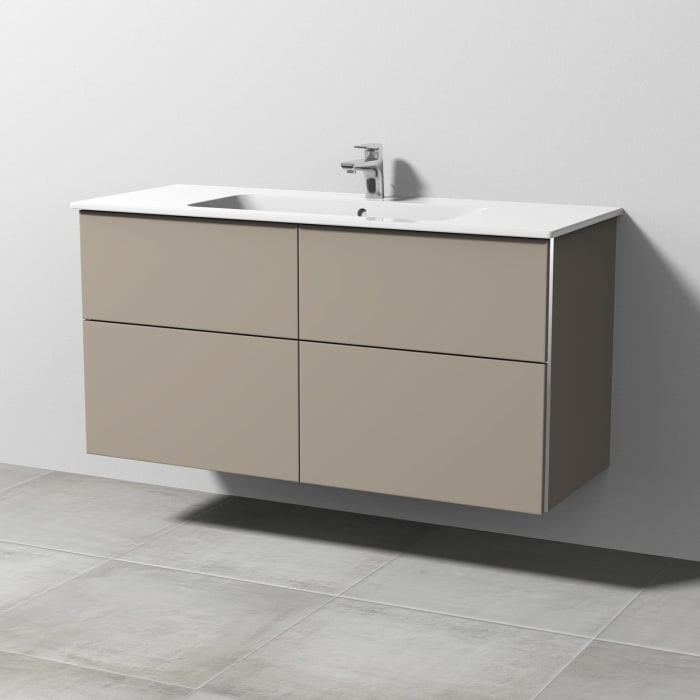Sanipa 3way Waschtischunterbau für Keramik-Waschtisch ME by Starck 123 cm, 4 Auszüge mit Griffleisten