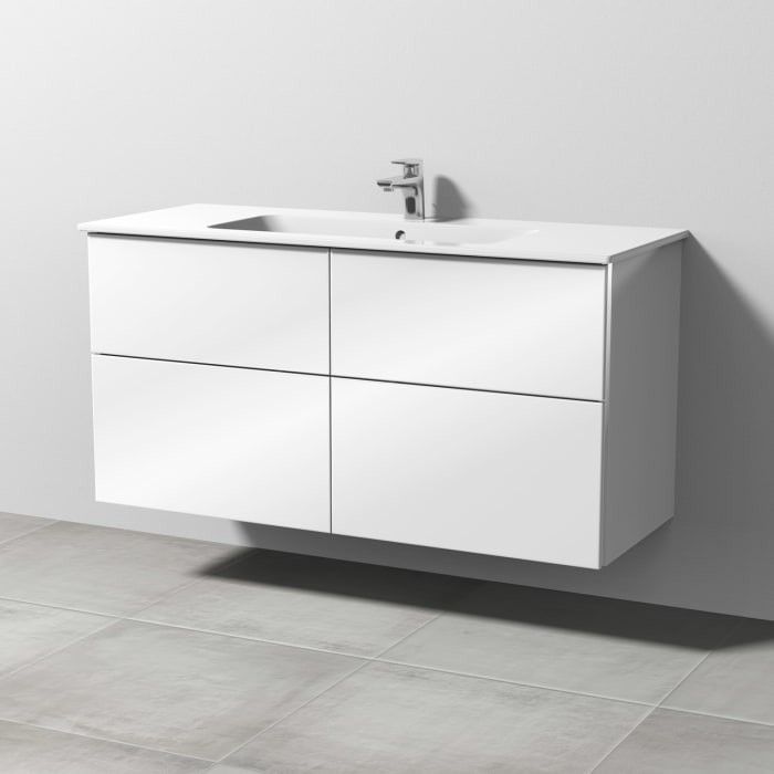 Sanipa 3way Waschtischunterbau für Keramik-Waschtisch ME by Starck 123 cm, 4 Auszüge mit Griffleisten