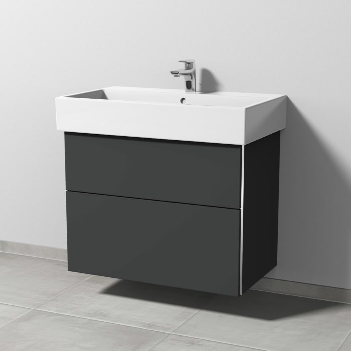 Sanipa 3way Waschtischunterbau für Keramik-Waschtisch Vero Air 80 cm, 2 Auszüge mit Griffleisten