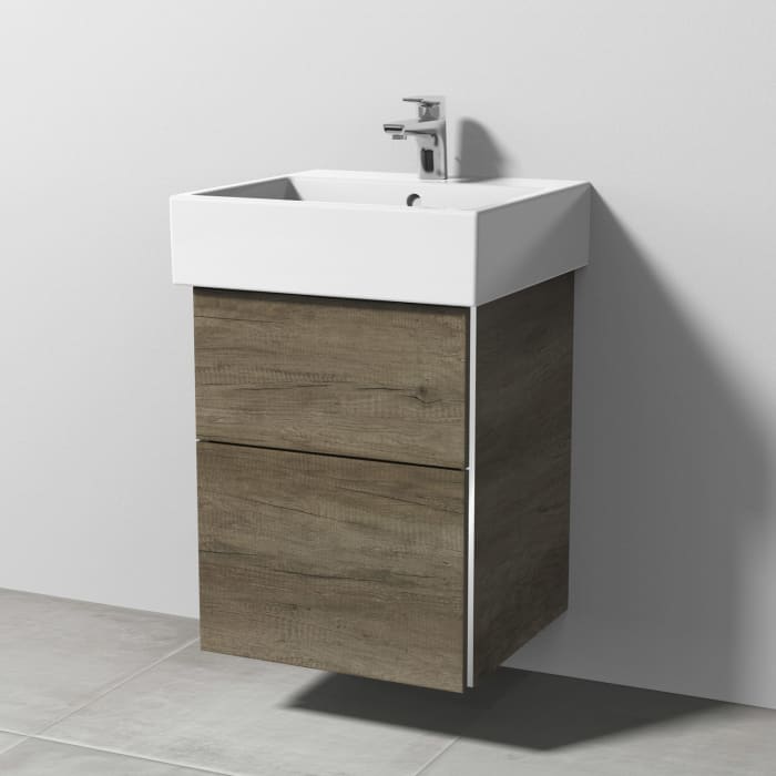 Sanipa 3way Waschtischunterbau für Keramik-Waschtisch Vero Air 50 cm, 2 Auszüge mit Griffleisten