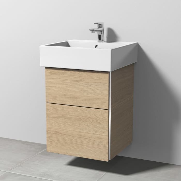 Sanipa 3way Waschtischunterbau für Keramik-Waschtisch Vero Air 50 cm, 2 Auszüge mit Griffleisten