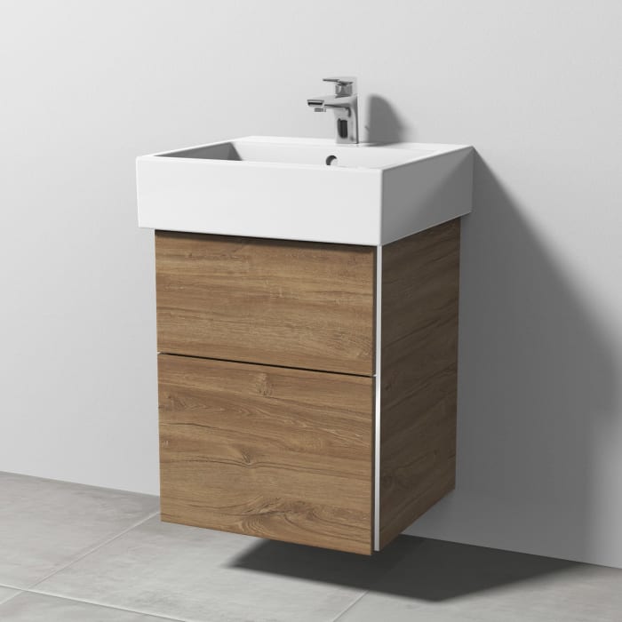 Sanipa 3way Waschtischunterbau für Keramik-Waschtisch Vero Air 50 cm, 2 Auszüge mit Griffleisten