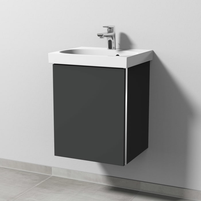 Sanipa 3way Waschtischunterbau für Keramik-Waschtisch Acanto 45 cm, 1 Tür, Anschlag links, mit Griffleiste