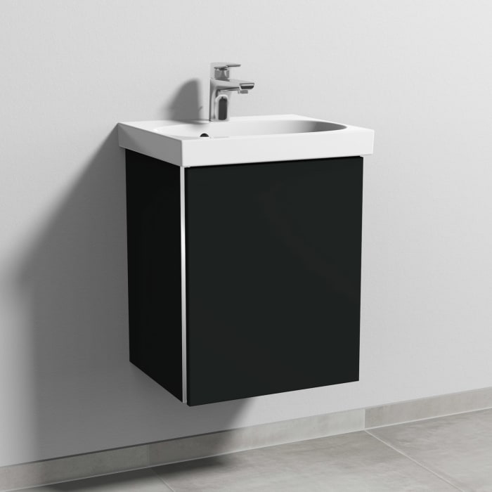 Sanipa 3way Waschtischunterbau für Keramik-Waschtisch Acanto 45 cm, 1 Tür, Anschlag rechts, mit Griffleiste